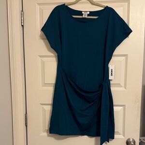 Brand New With Tags DKNY Deep Blue Dress with Side Drape